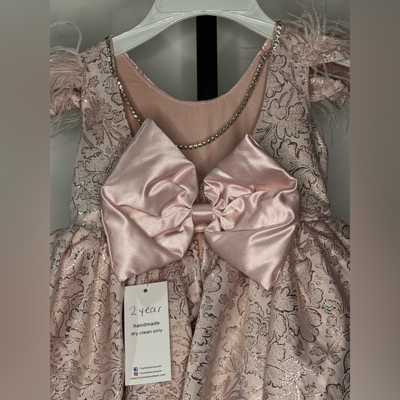 Handmade Pink A-Line Flutter Sleeve Scoop Neck Dress - Picture 4 of 5